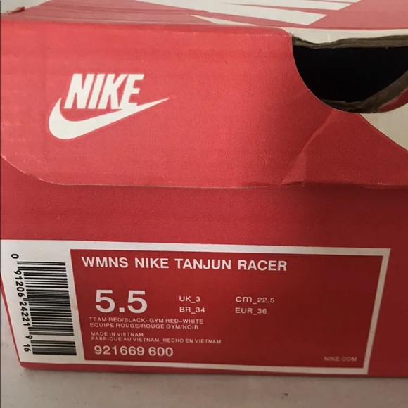 New Nike Women’s Tanjun Racer Sneakers Team Red/ Black Gymn Red White 5.6 - Picture 7 of 11